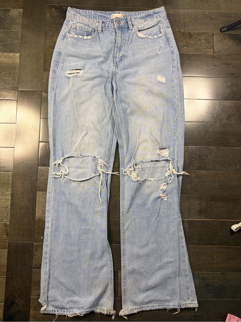 Attired State Size 28 Distressed Light Wash Wide Leg Jeans Y2K Ripped Denim